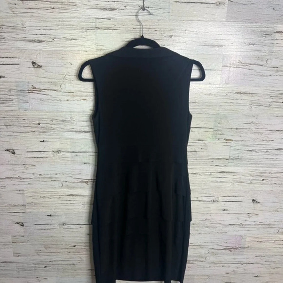 Joseph ribkoff  black dress collar midi size 4 - Picture 7 of 7